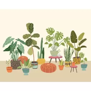 Image of Origin Murals Houseplant Pots Natural Wall Mural - 3 x 2.4m