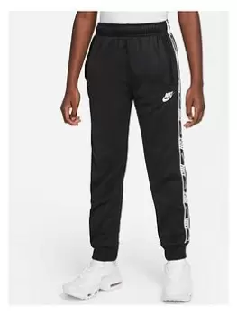 Image of Nike Older Boys Nsw Repeat Logo Tape Jogger - Black/White, Size Xs=6-8 Years