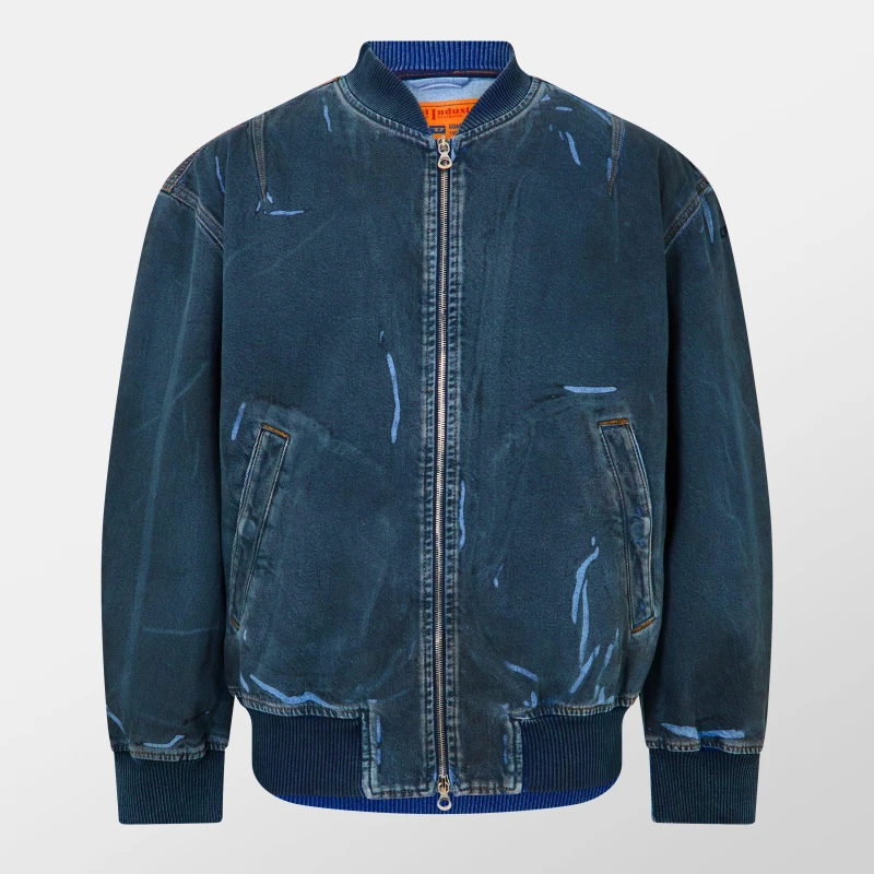 Image of Diesel Mens Vinz Structured Denim Tailored Fit Jacket Blue Denim male S