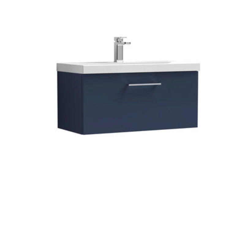 Image of NUIE Nuie - Arno Wall Hung 1-Drawer Vanity Unit with Basin-3 800mm Wide - Midnight Blue ARN2925D