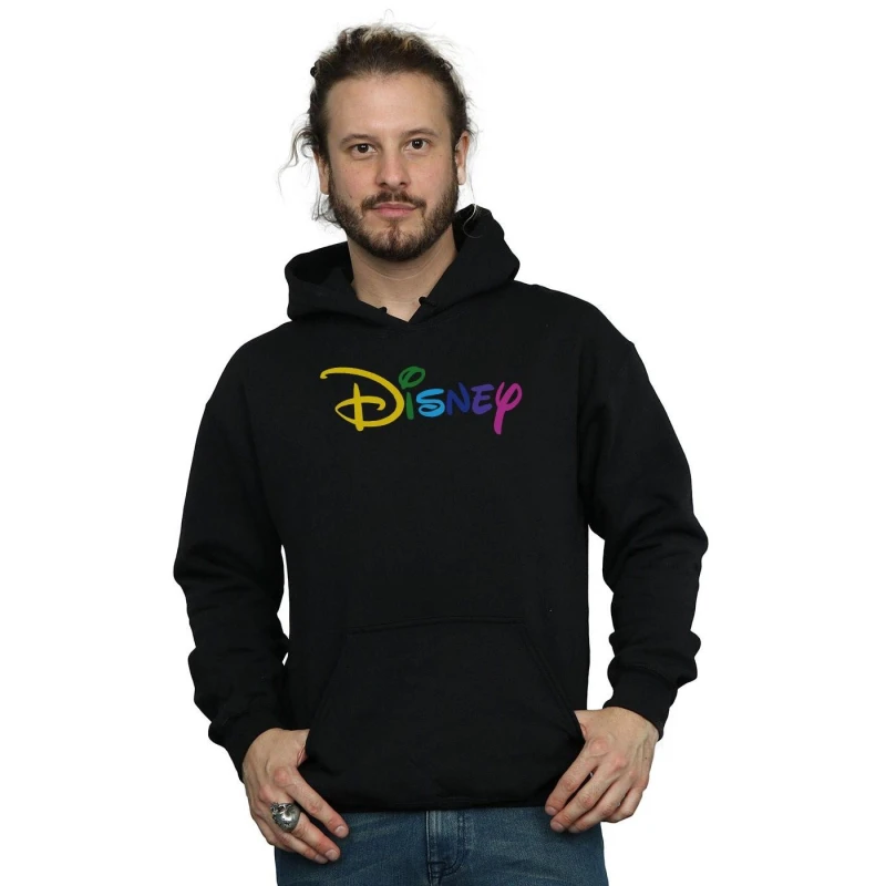 Image of Disney Men Colour Logo Hoodie in Black Size: Small Black S Male 5057972502921