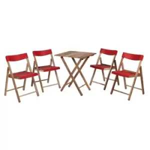 Image of Tramontina Teak Wood 5 Pcs. Folding Bistro Set - Red