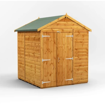 Image of 6x6 Power Windowless Apex Double Door Garden Shed - Brown