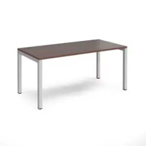 Image of Bench Desk Single Person Starter Rectangular Desk 1600mm Walnut Tops With Silver Frames 800mm Depth Connex