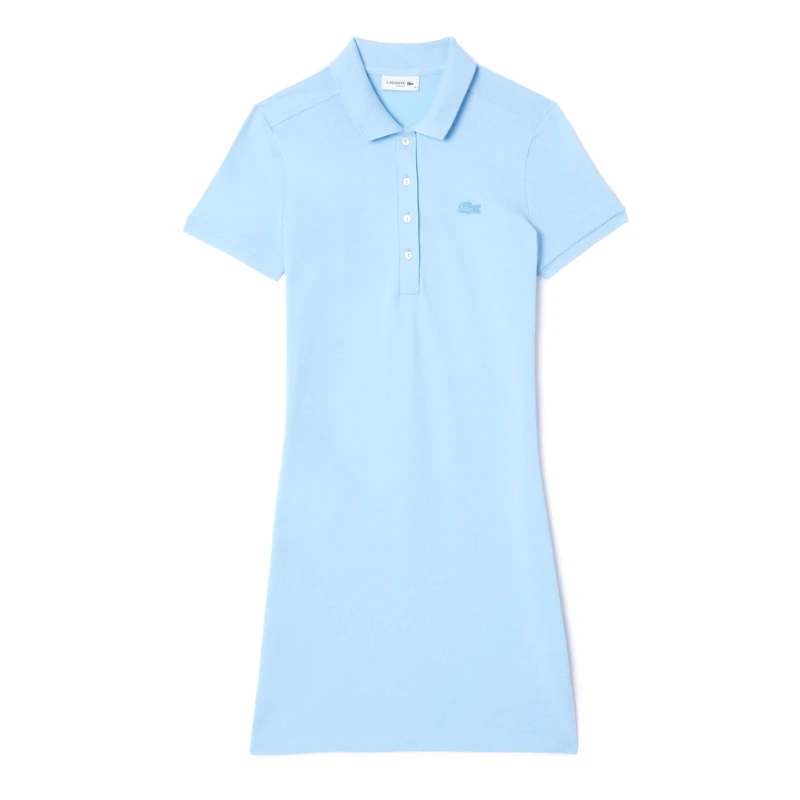 Image of Lacoste Slim Fit Stretch Mini Pique Polo Dress Light Blue female 8
