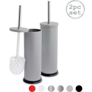 Image of Harbour Housewares - Round Toilet Brushes - Matt Grey - Pack of 2