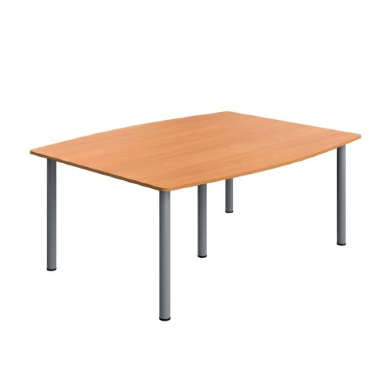 Image of Serrion Pole Leg Barrel Shaped Table 1800x1200x730mm Beech/Silver KF800239