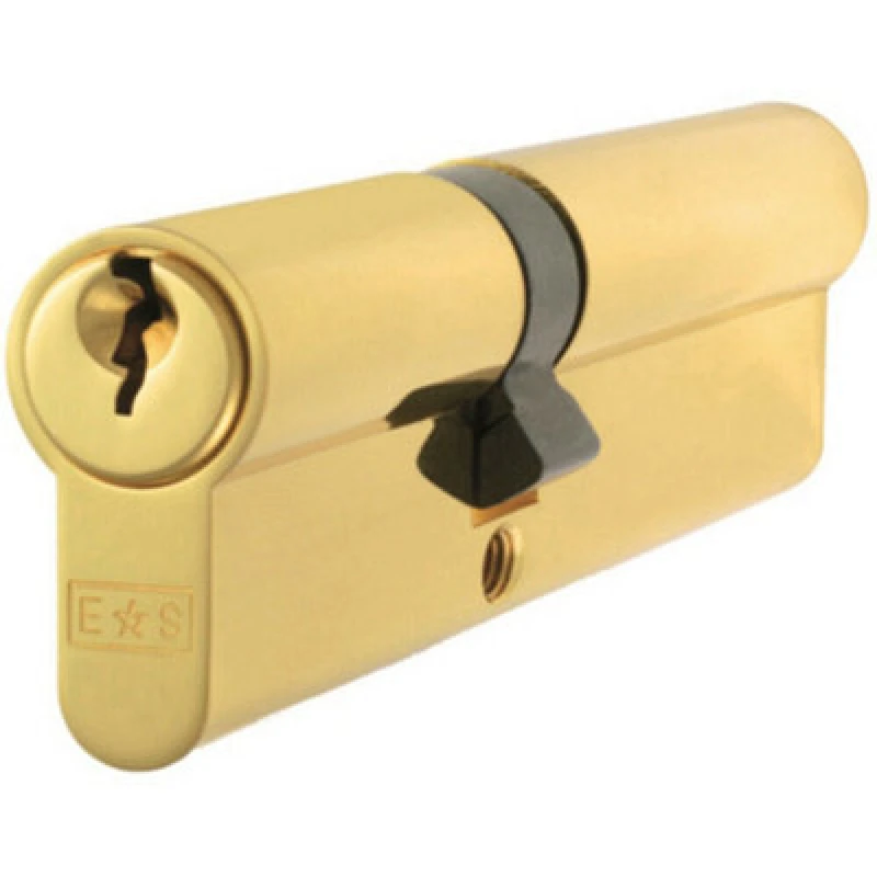 Image of Loops 70mm EURO Double Cylinder Lock Keyed to Differ 5 Pin Polished Brass Door Metallics unisex