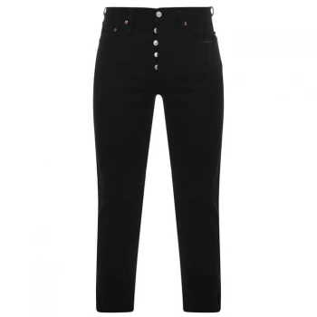Image of Levis 501 Crop Jeans - Black Sprout