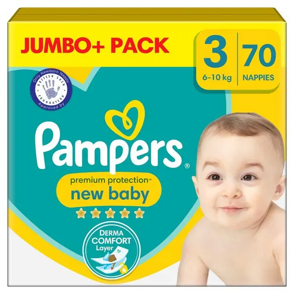 Image of Pampers New Baby Size 3 Jumbo Plus Pack 70 Nappies