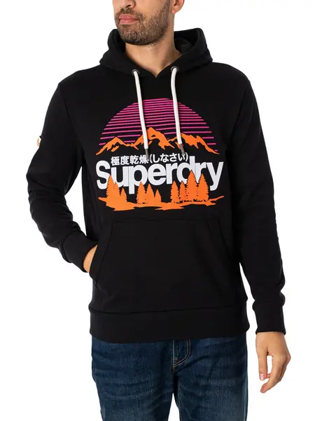 Image of Superdry Great Outdoors Graphic Pullover Hoodie Nero Black Marl M