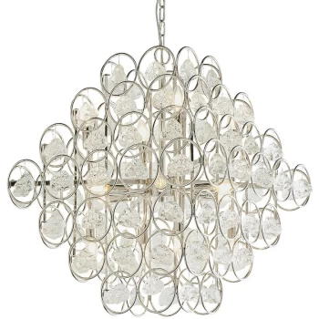 Image of Merano Lighting - Merano Positano 14 Light Ceiling Pendant Polished Nickel Plate & Clear Crystal