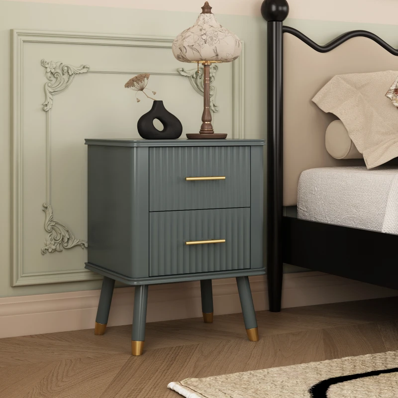 Image of Cabinet Bits Cozzano 2 Drawer Bedside Table in Grey Grey Unisex