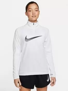 Image of Nike Dri-FIT Swoosh Half Zip Top - White Size M Women