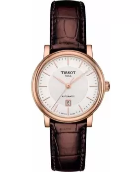 Image of Tissot Carson Automatic Silver Dial Brown Leather Strap Womens Watch T122.207.36.031.00 T122.207.36.031.00