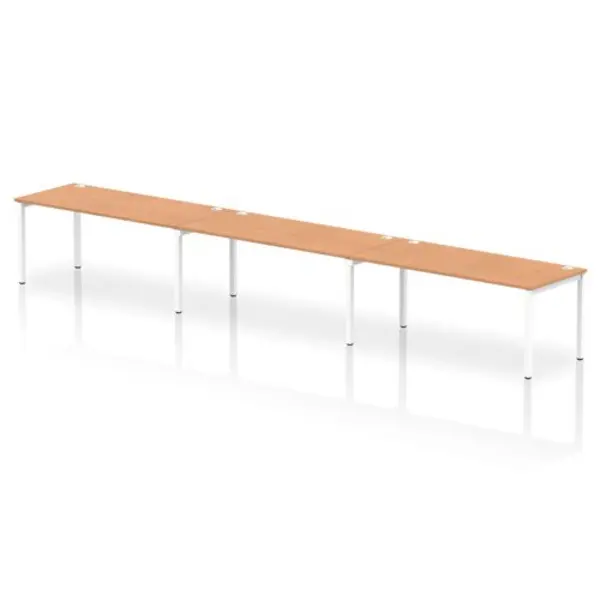 Image of Impulse Impulse Bench Single Row 3 Person 1800 White Frame Office Bench Desk Oak IMBS318OAKW