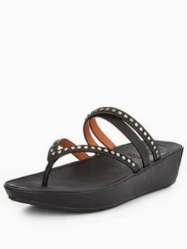 Image of Fitflop Linny Criss Cross Toe Thong Sandal Black