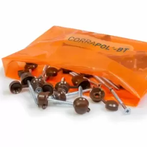 Image of Corrapol-BT 60mm Screw Cap Fixings (Pack Of 50) - Brown