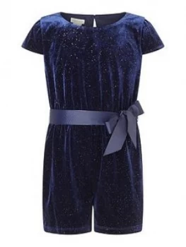 Image of Monsoon Girls S.E.W. Velvet Glitter Playsuit - Navy, Size 5-6 Years, Women