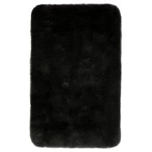 Image of Homemaker Faux Fur Oblong Rug - Black