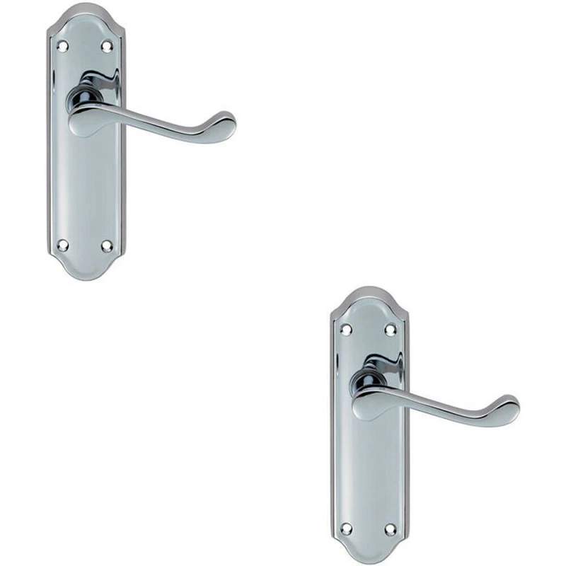 Image of Loops 2x PAIR Victorian Upturned Handle on Latch Backplate 168 x 47mm Polished Chrome Multi