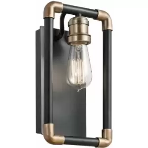 Image of Loops - Wall Light Sconce Black and Natural Brass LED E27 60W Bulb