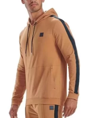 Image of Ted Baker French Terry Crossover Pieced Hoodie, Brown, Size L, Men