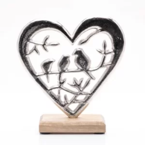 Image of Metal Heart & Love Birds Ornament 20 cm