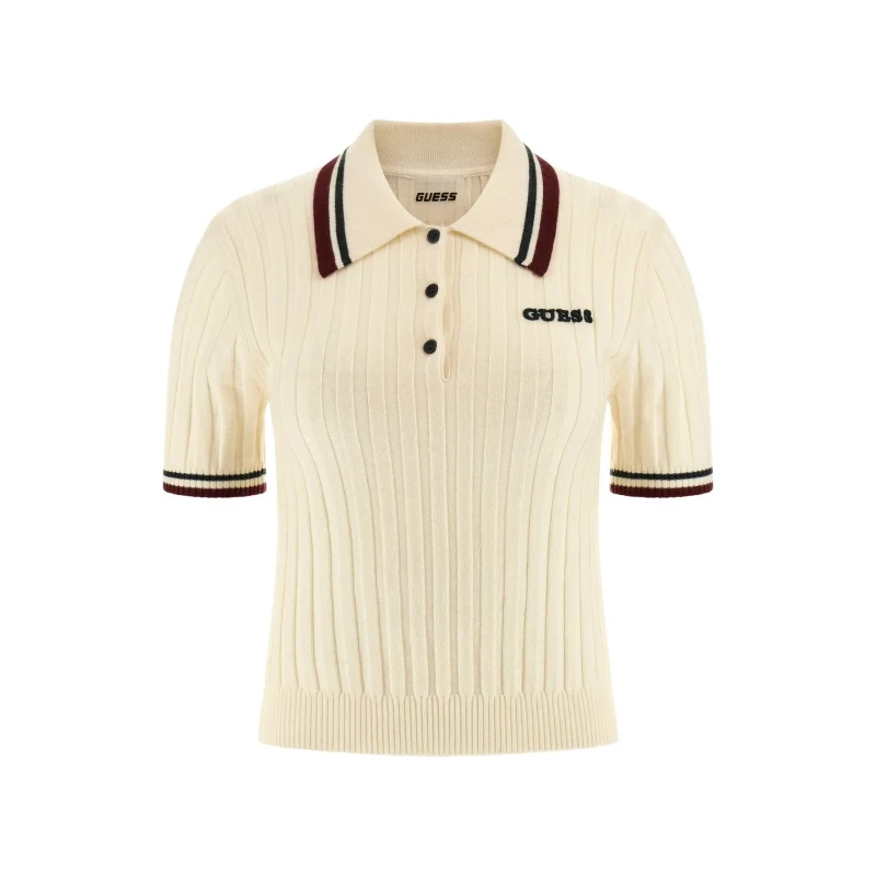 Image of Guess Womens ribbed polo Guess Sabina Blanc Female XS
