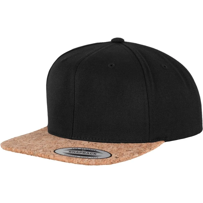 Image of Flexfit by Yupoong Mens Cork Snapback Cap in Black Male One Size