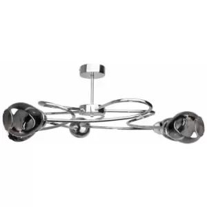 Image of Keter Zahra Multi Arm Semi Flush Ceiling Light Silver, 67cm, 5x E27