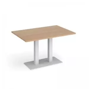 Image of Eros rectangular dining table with flat white rectangular base and