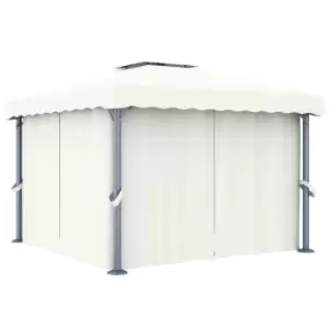 Image of Vidaxl Gazebo With Curtain 3X3 M Cream White Aluminium