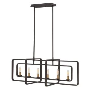 Image of 6 Light Ceiling Island Chandelier Pendant Bar Light Bronze, E14