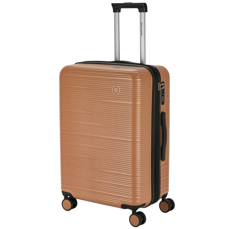 Image of Pierre Cardin Arles Medium Checked Travel Suitcase, Expandable Hard Shell - Mocha in Light Brown Light Brown Unisex Medium