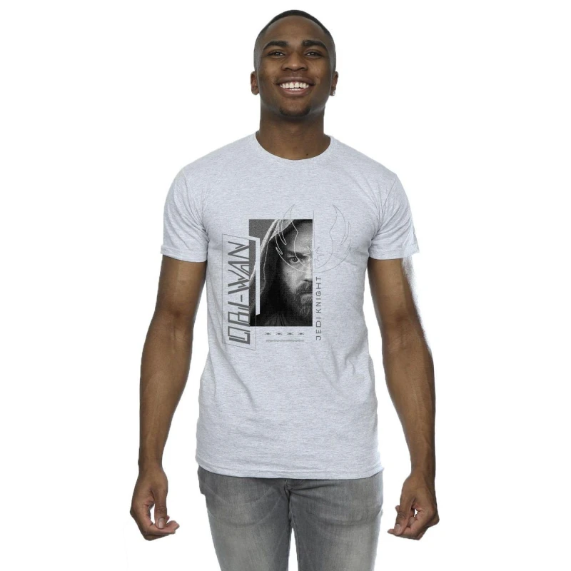 Image of Star Wars Star Wars Men Obi-Wan Kenobi Jedi SciFi Collage T-Shirt in Grey Size: Small Grey S Male 5059934442030