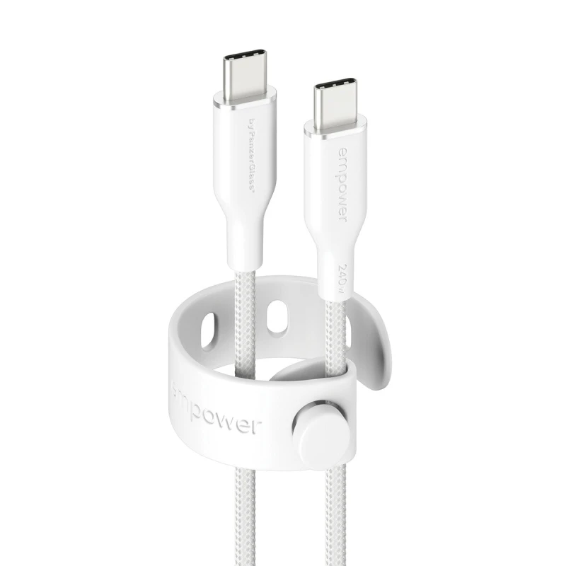Image of PanzerGlass PanzerGlass empower by Racing 240W USB-C to USB-C Cable USB 2.0 2M Silver White EM86681
