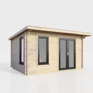Image of Power 14x8 Pent Log Cabin - Right Hand Door