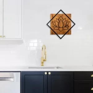 Image of Lotus Walnut Black Decorative Wooden Wall Accessory