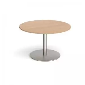 Image of Eternal circular boardroom table 1200mm - brushed steel base and beech