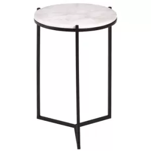 Image of Side Table in White Marble and Black Iron