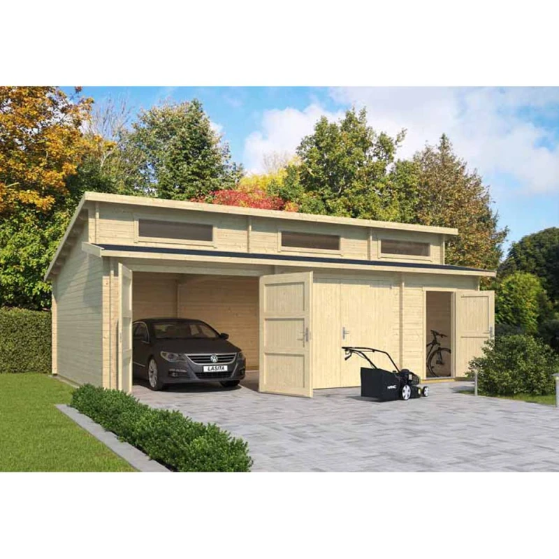 Image of Lasita Maja Ltd Hawaii + 2x door-Log Cabin, Home Office - L820xW579.6xH321.5cm in Brown Brown Unisex