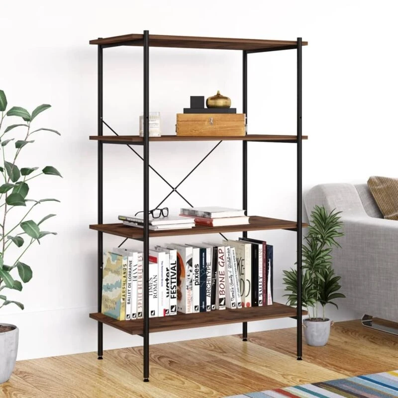 Image of VIDAXL 4-Tier Shelving Unit Black and Dark Wood 80x40x130cm vidaXL 8720286562994