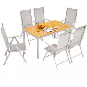 Image of Garden Dining Set Bern 7 Pcs Cream WPC Table Top