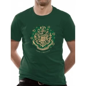 Image of Harry Potter - Happy Christmas Hogwarts Mens Medium T-Shirt - Green
