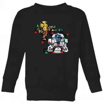 Image of Star Wars Tangled Fairy Lights Droids Kids Christmas Sweatshirt - Black - 9-10 Years