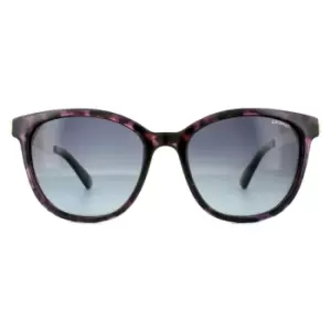 Image of Cat Eye Violet Havana Blue Grey Gradient Polarized Sunglasses