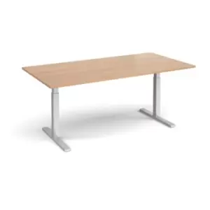 Image of Elev8 Touch boardroom table 2000mm x 1000mm - silver frame and beech top