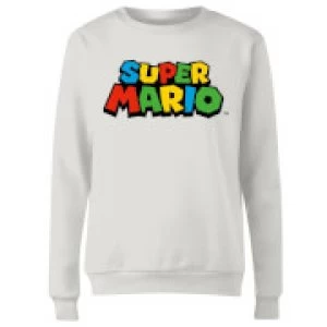 Image of Nintendo Super Mario Colour Logo Womens Sweatshirt - White - M