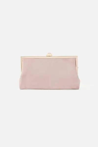 Image of Accessorize Suedette Clip Frame Clutch Bag Nude